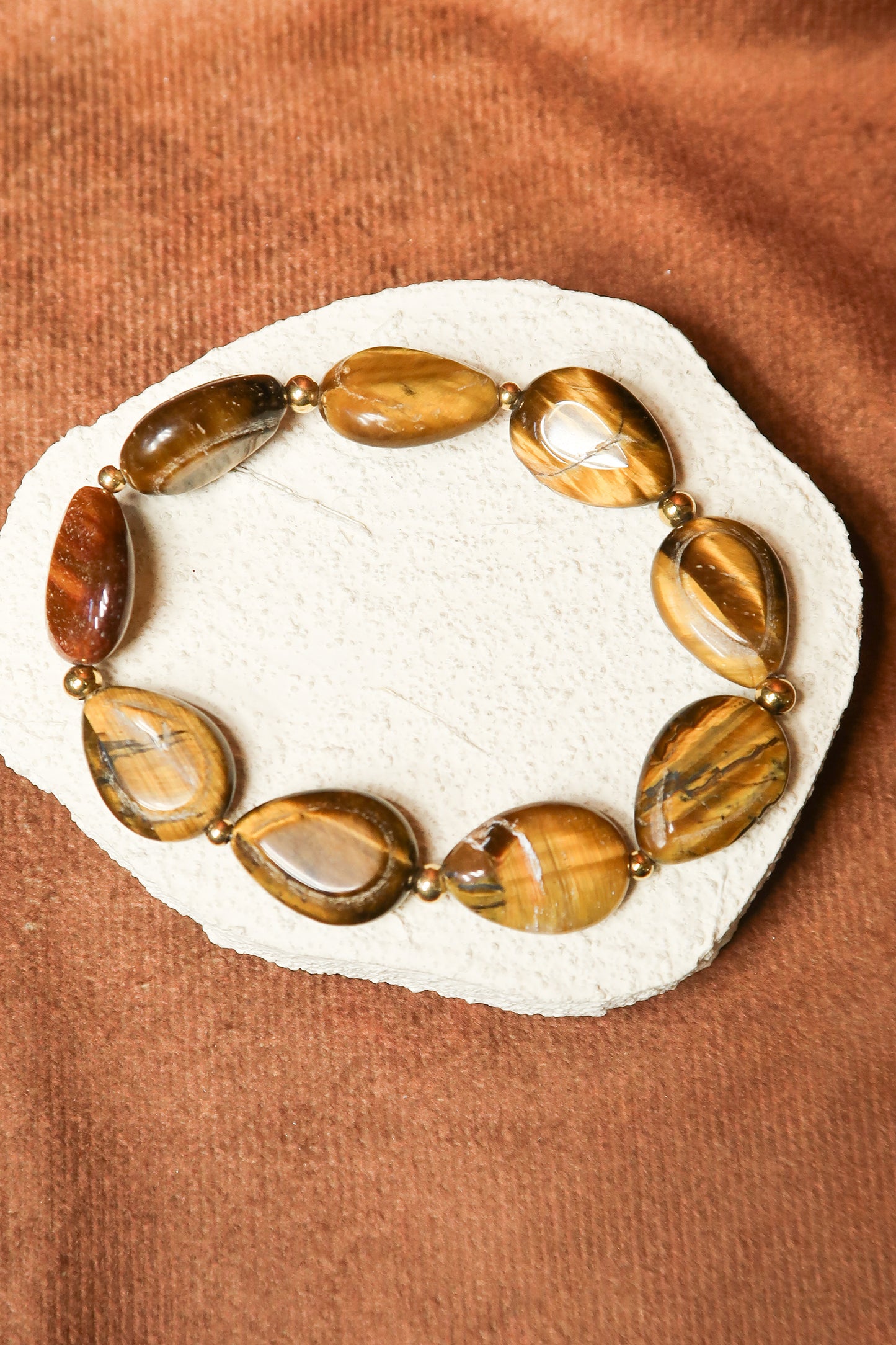 Spiced Cider 5-Piece Tiger's Eye Natural Stone Bracelet Stack