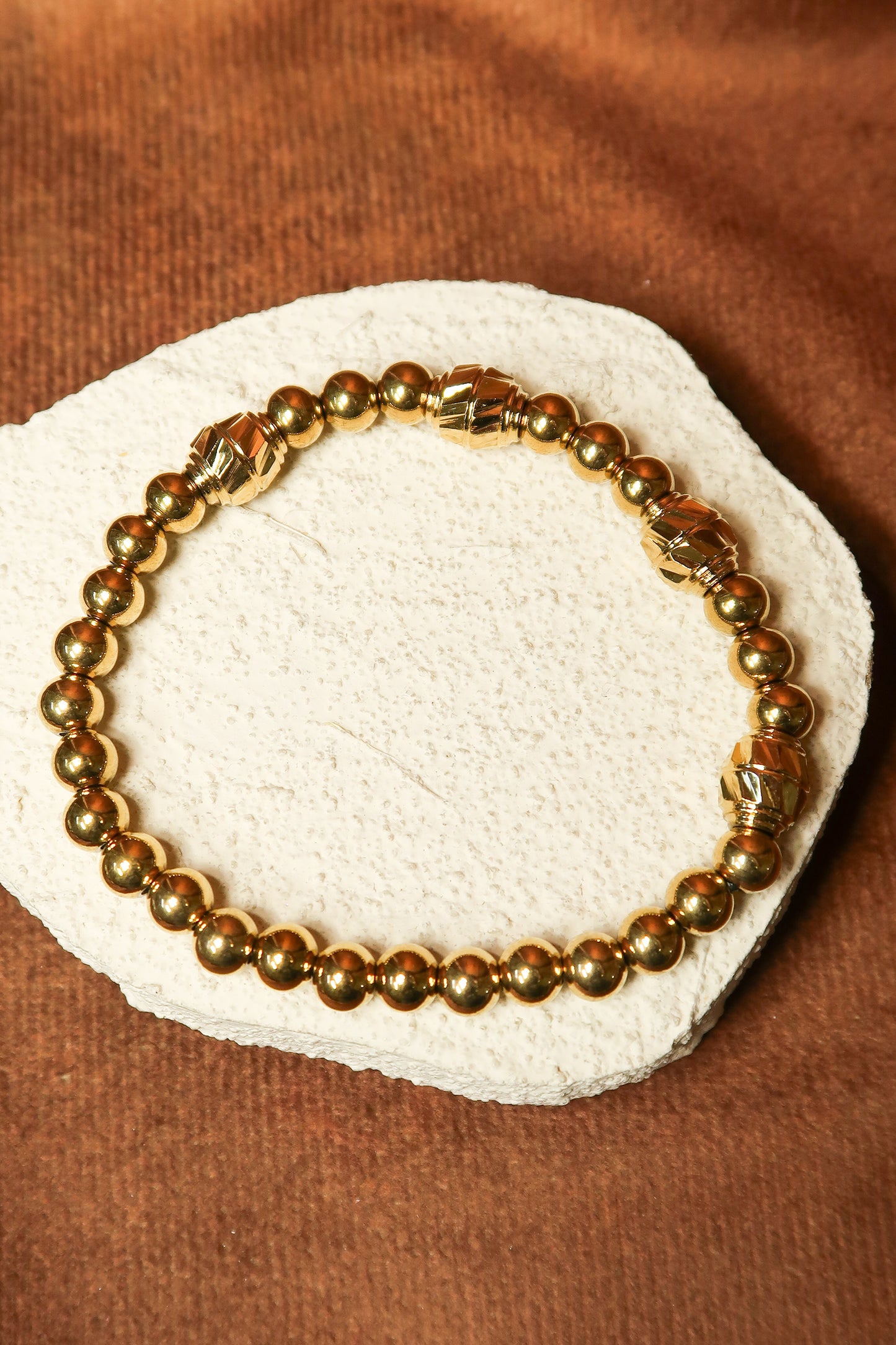 Spiced Cider 5-Piece Tiger's Eye Natural Stone Bracelet Stack