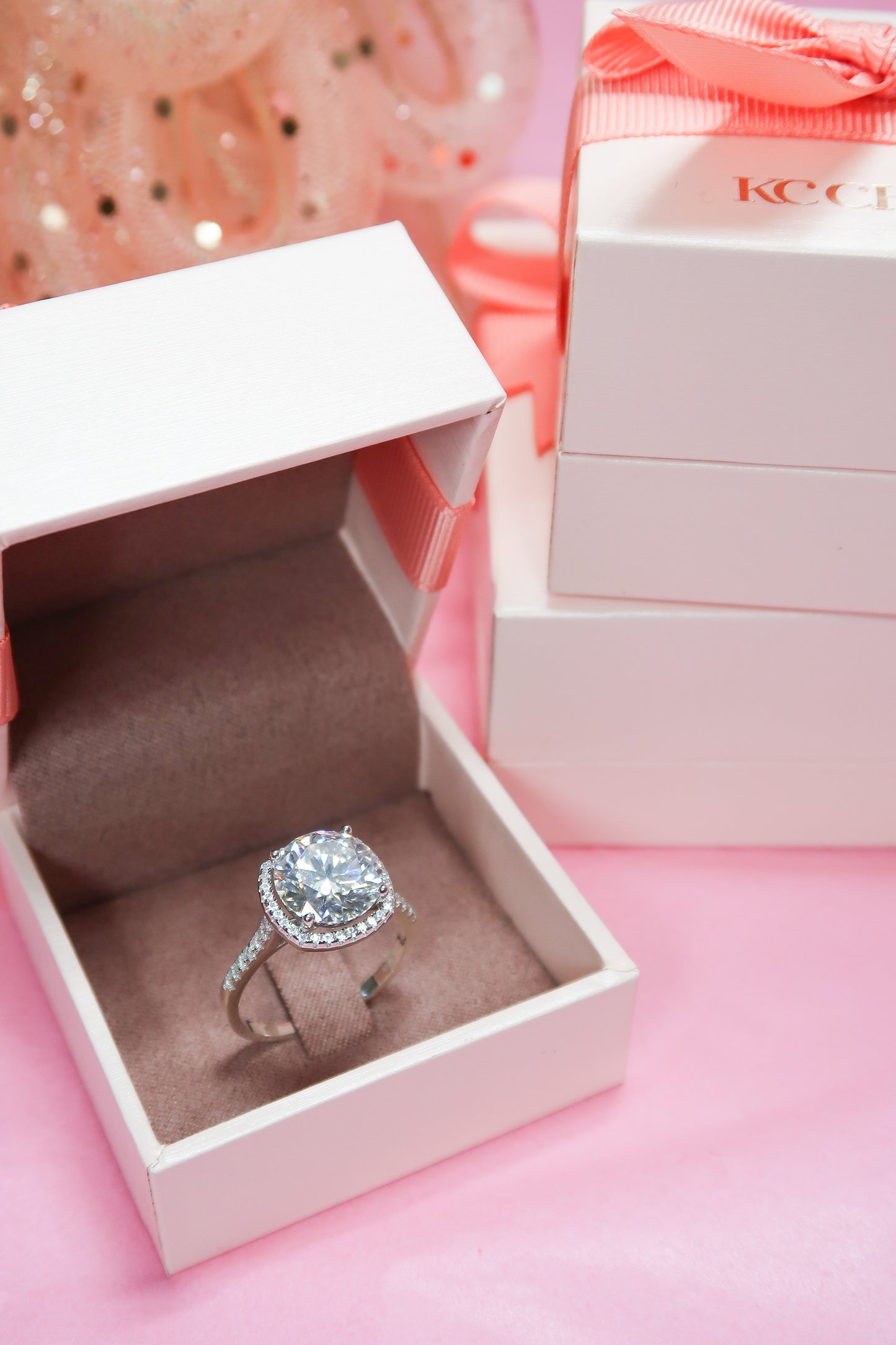 The KC Royale 5 Carat Cushion .925 Sterling Silver Moissanite Ring