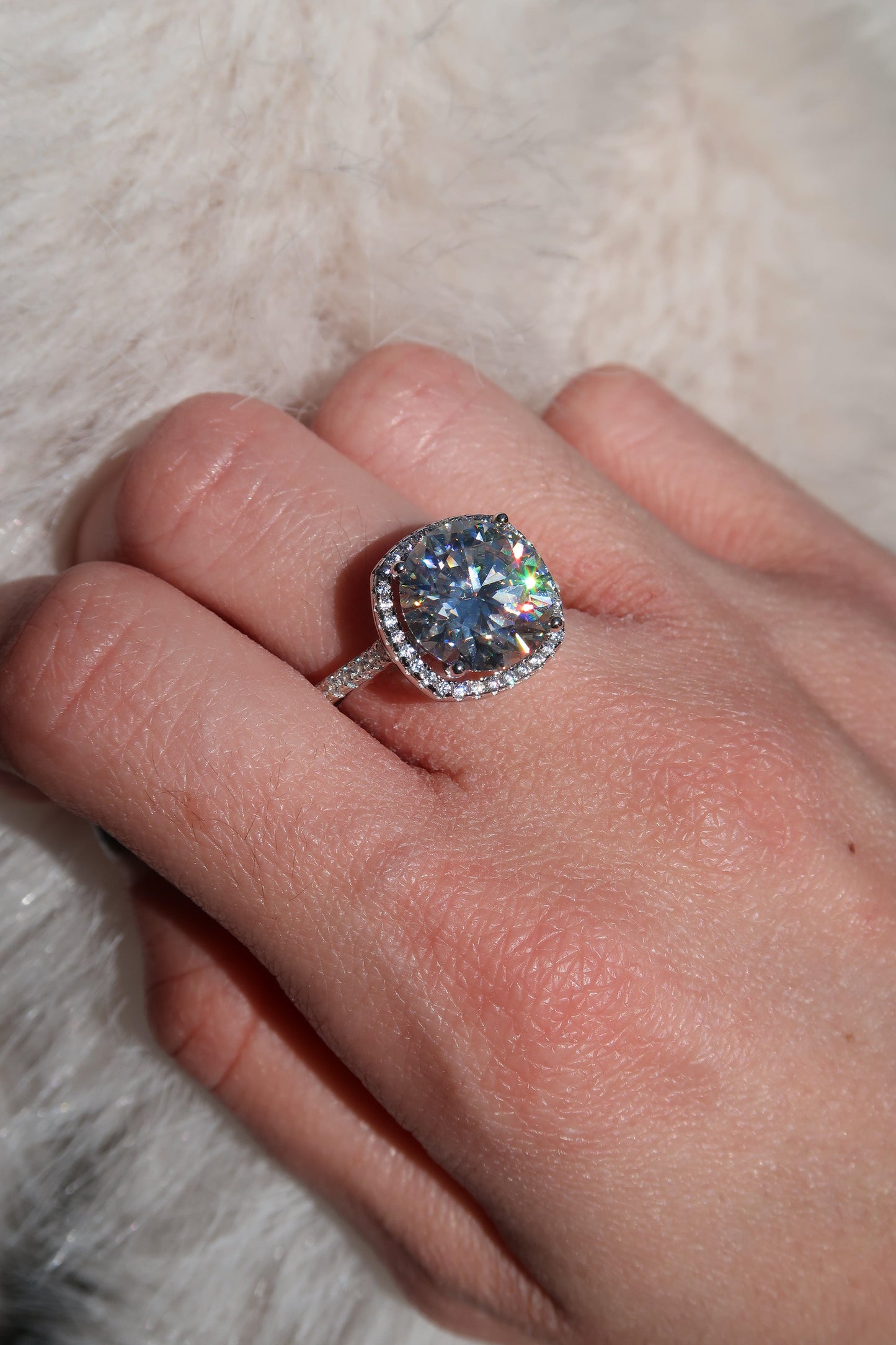 The KC Royale 5 Carat Cushion .925 Sterling Silver Moissanite Ring