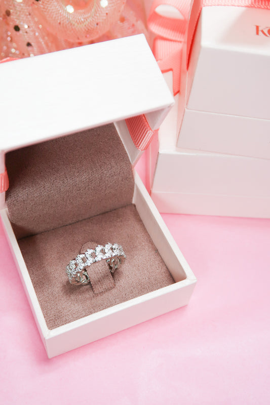 Chic Mini Link Eternity Moissanite .925 Sterling Silver  Band