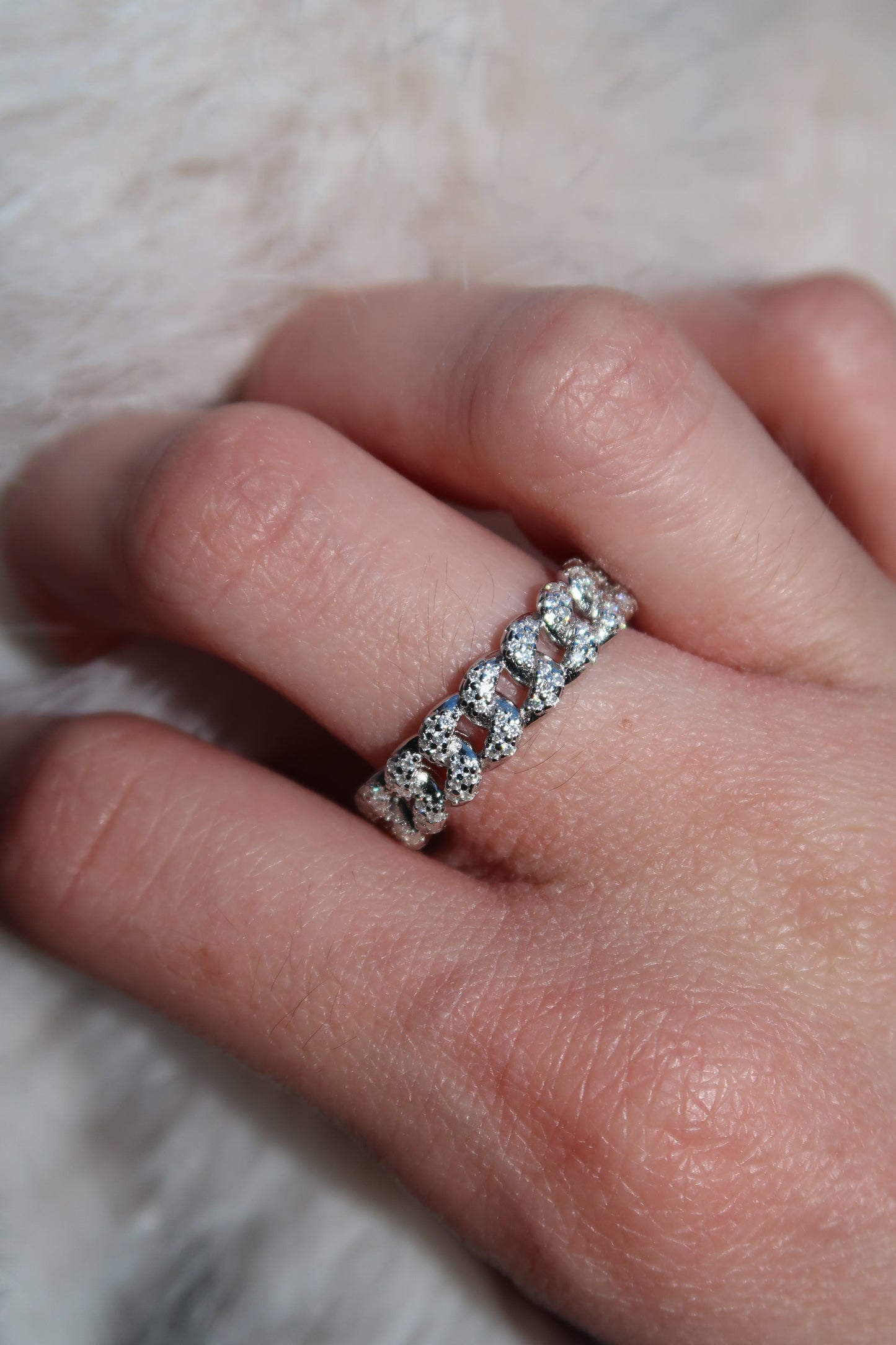 Chic Mini Link Eternity Moissanite .925 Sterling Silver  Band