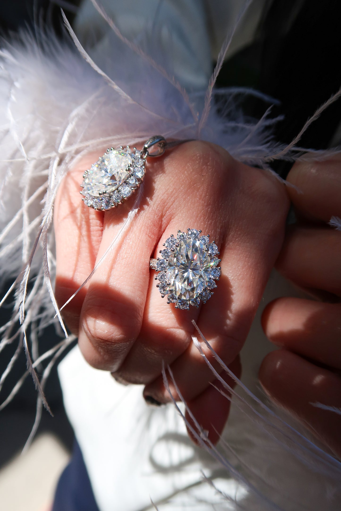 Tour De Lux Moissanite .925 Sterling SilverNecklace/Rings