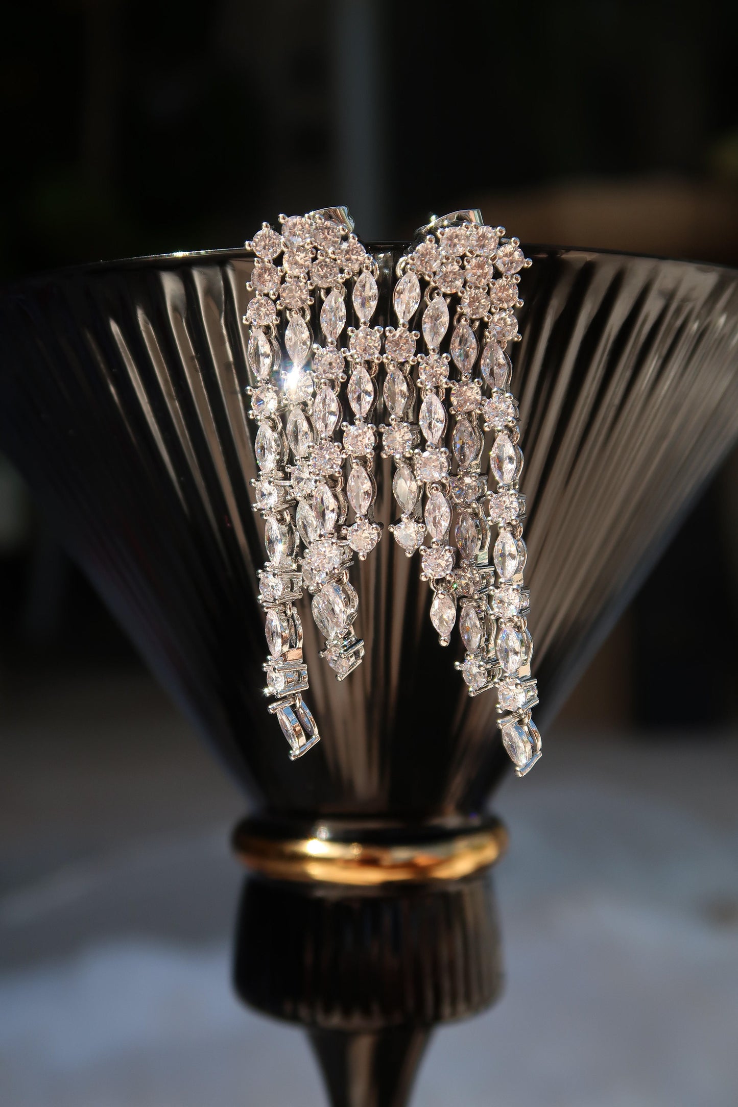 Vogue Crystal Chandelier Cascading 316L Stainless Steel Earrings