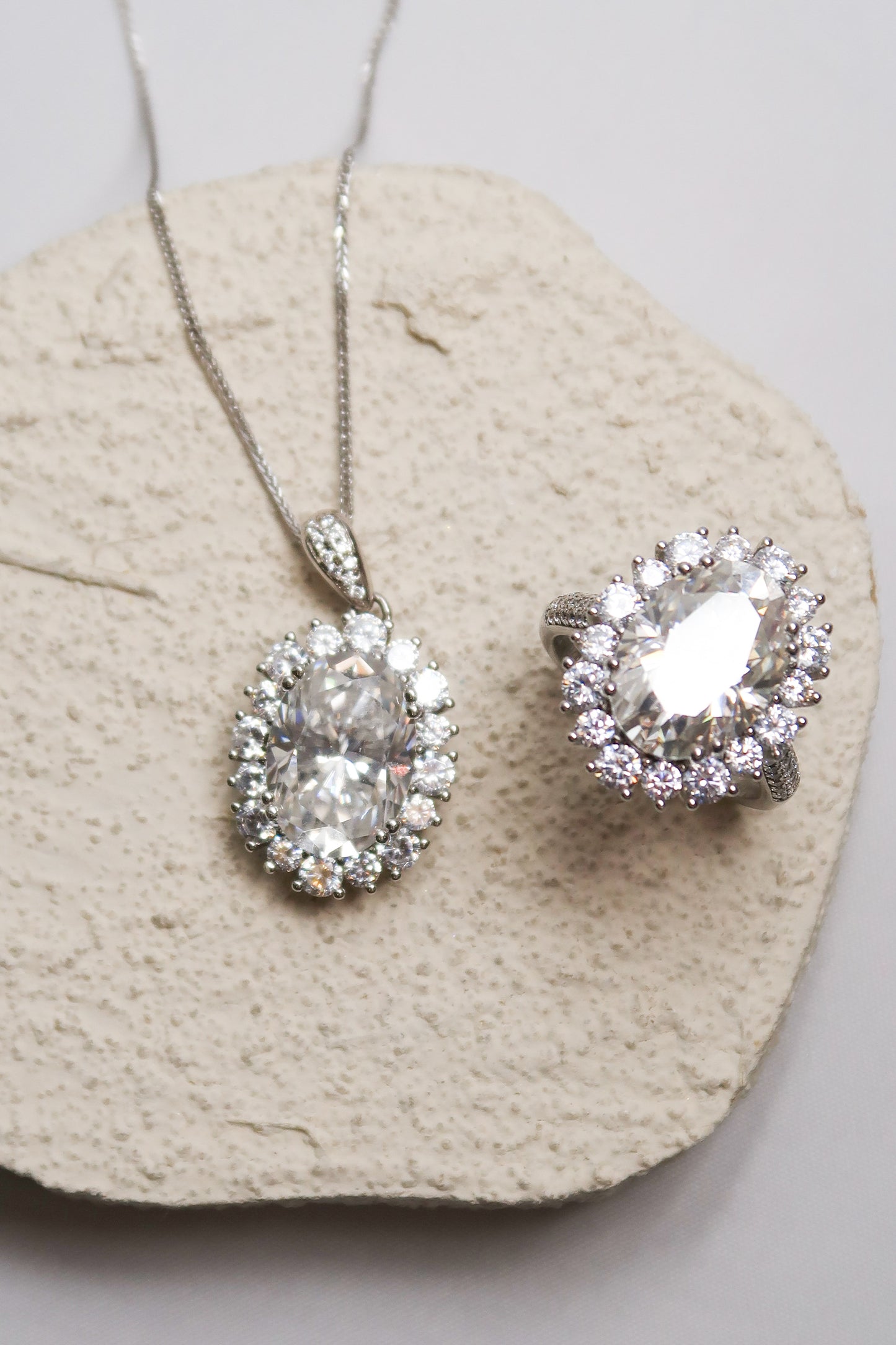 Tour De Lux Moissanite .925 Sterling SilverNecklace/Rings