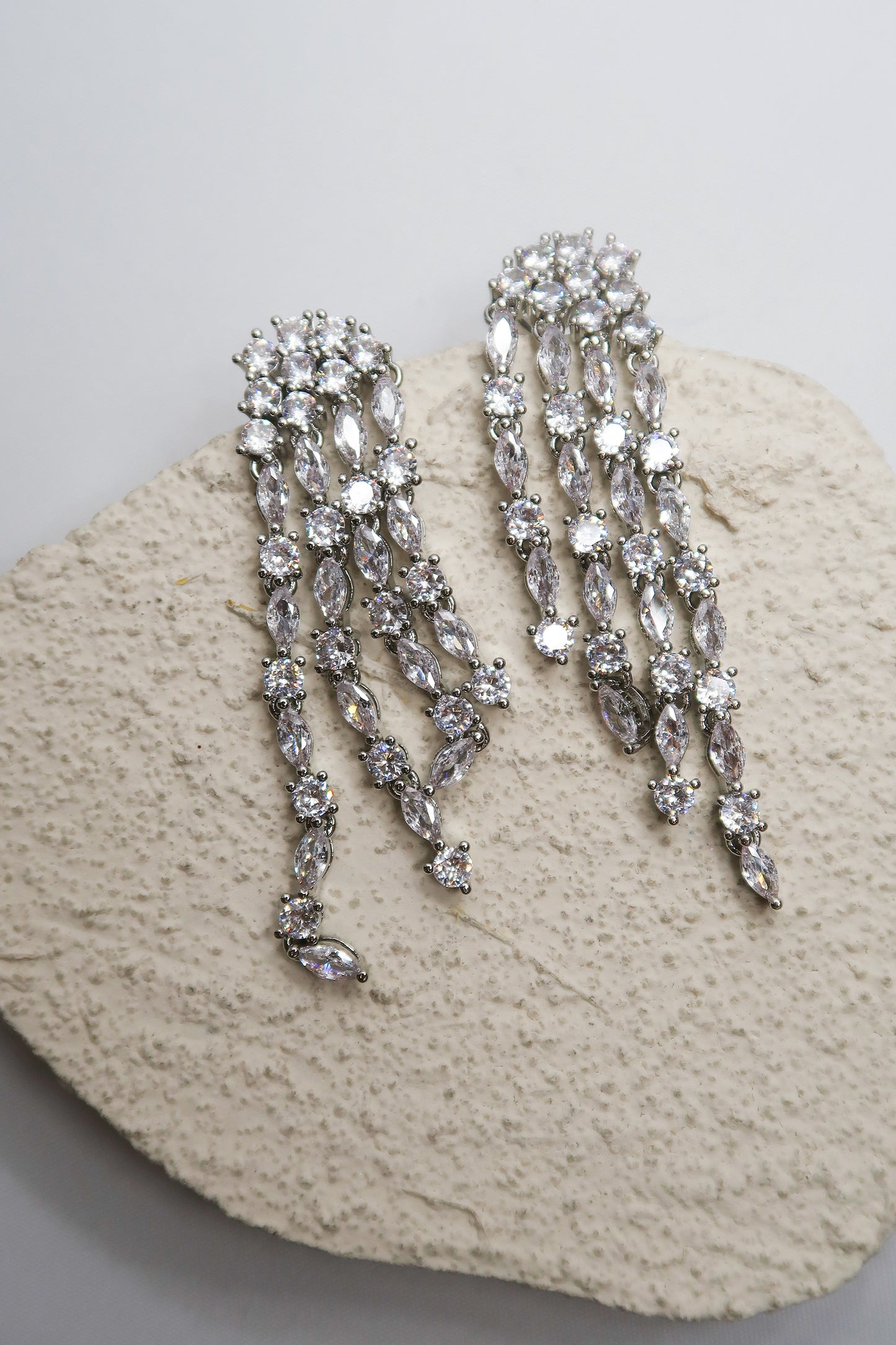 Vogue Crystal Chandelier Cascading 316L Stainless Steel Earrings