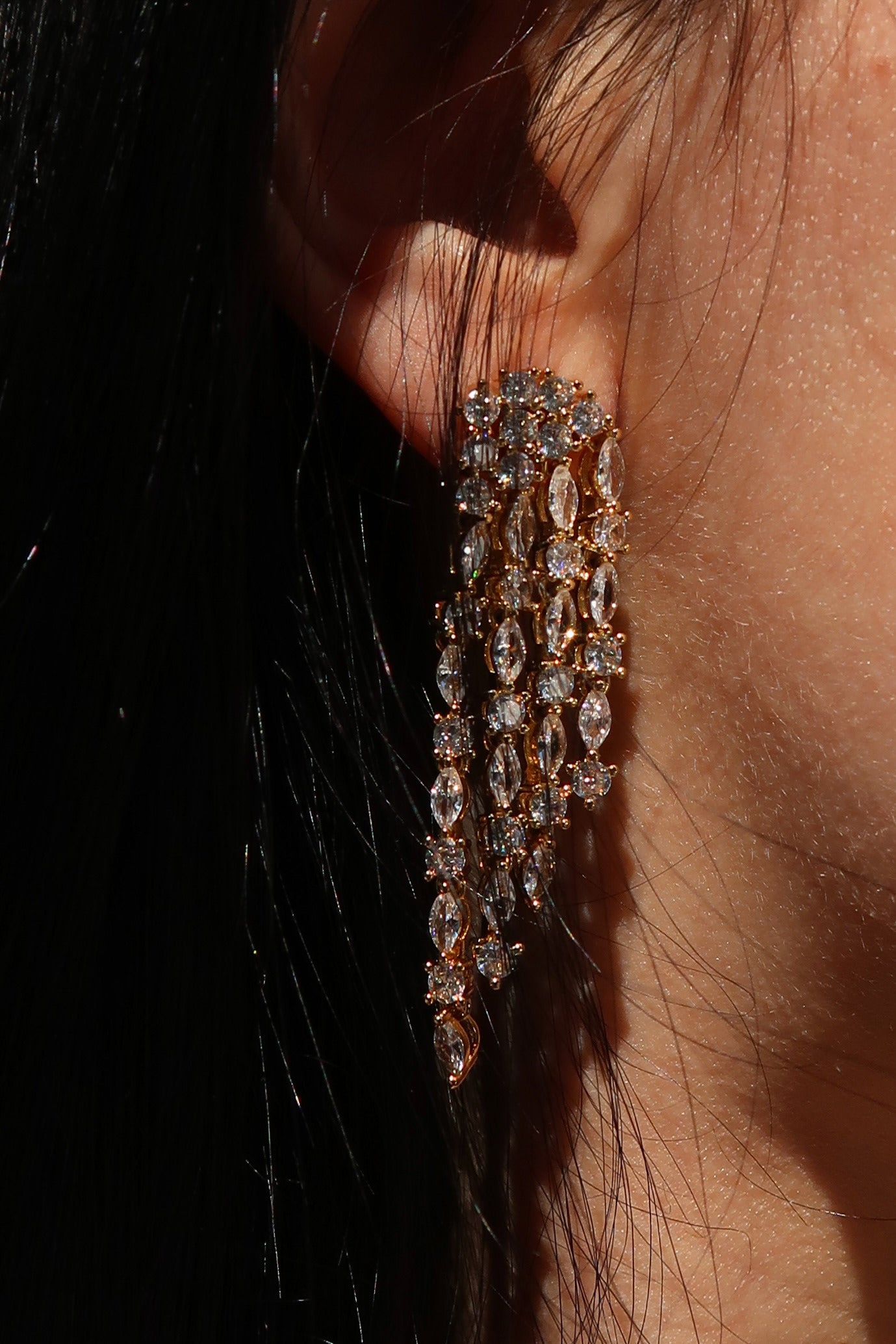 Vogue Crystal Chandelier Cascading 316L Stainless Steel Earrings