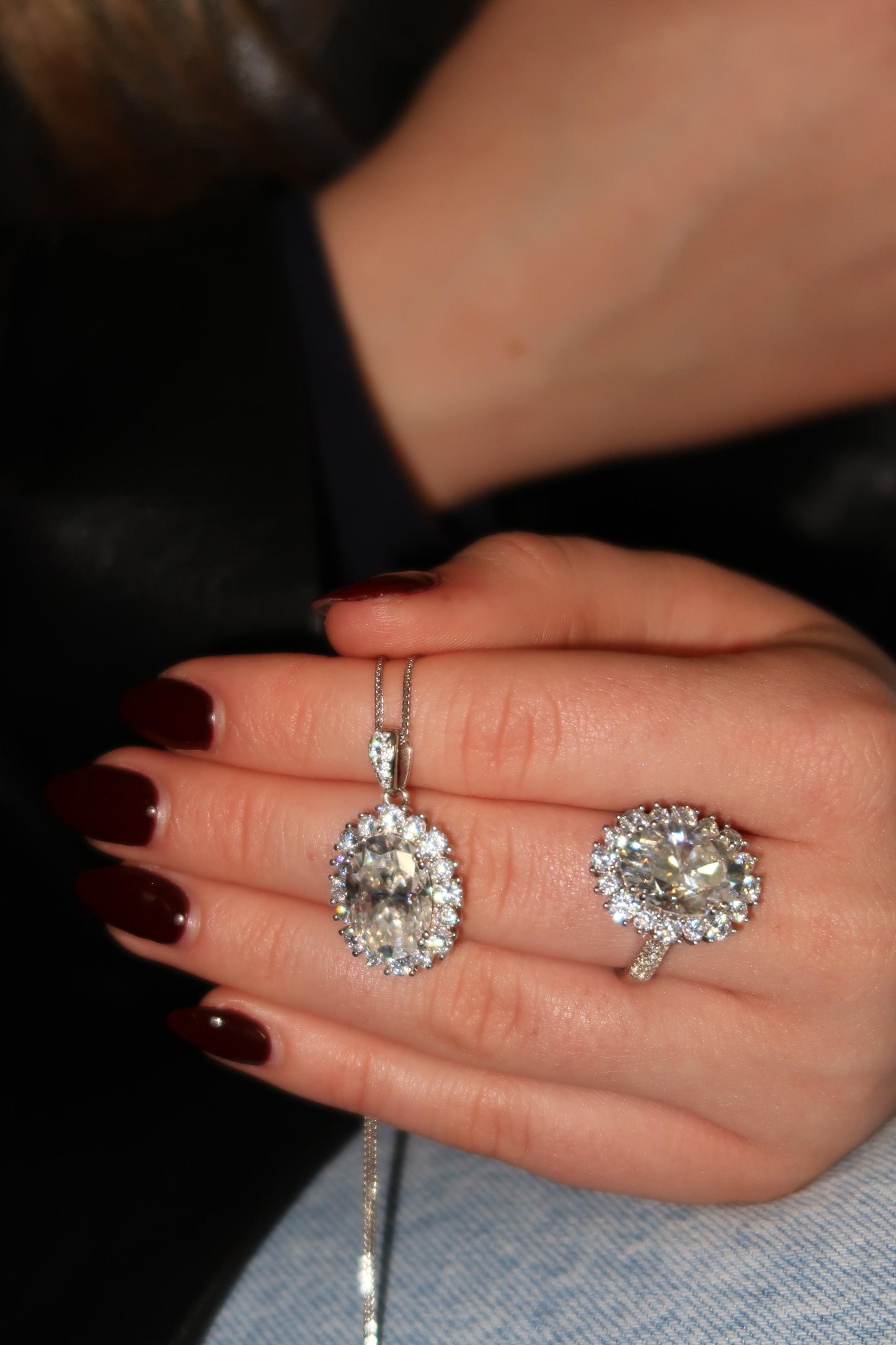 Tour De Lux Moissanite .925 Sterling SilverNecklace/Rings