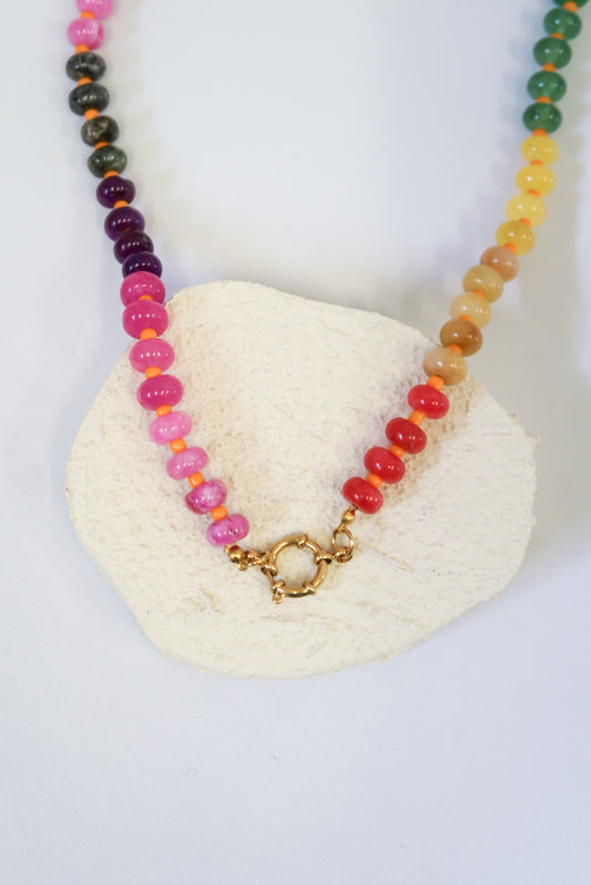 Maui Sunset Natural Stone 316L Stainless Steel Necklace