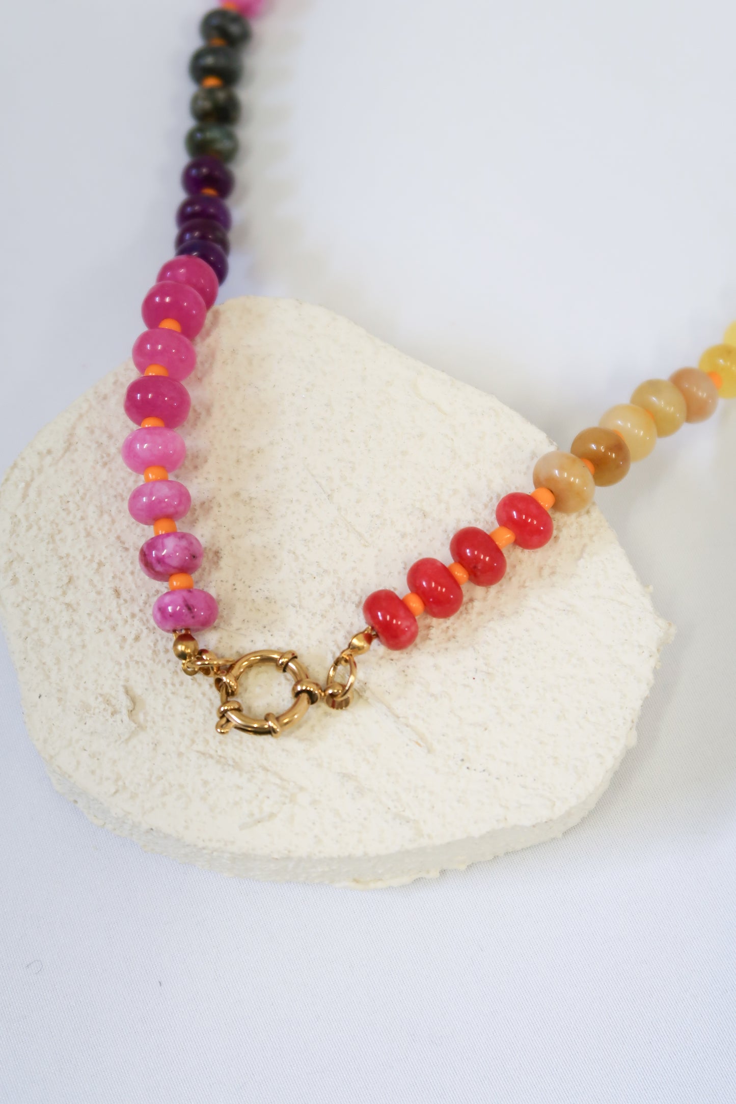 Maui Sunset Natural Stone 316L Stainless Steel Necklace