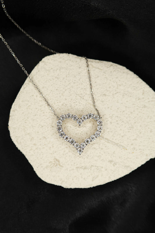 Killing Me Softly Moissanite Large .925 Sterling Silver Heart Necklace