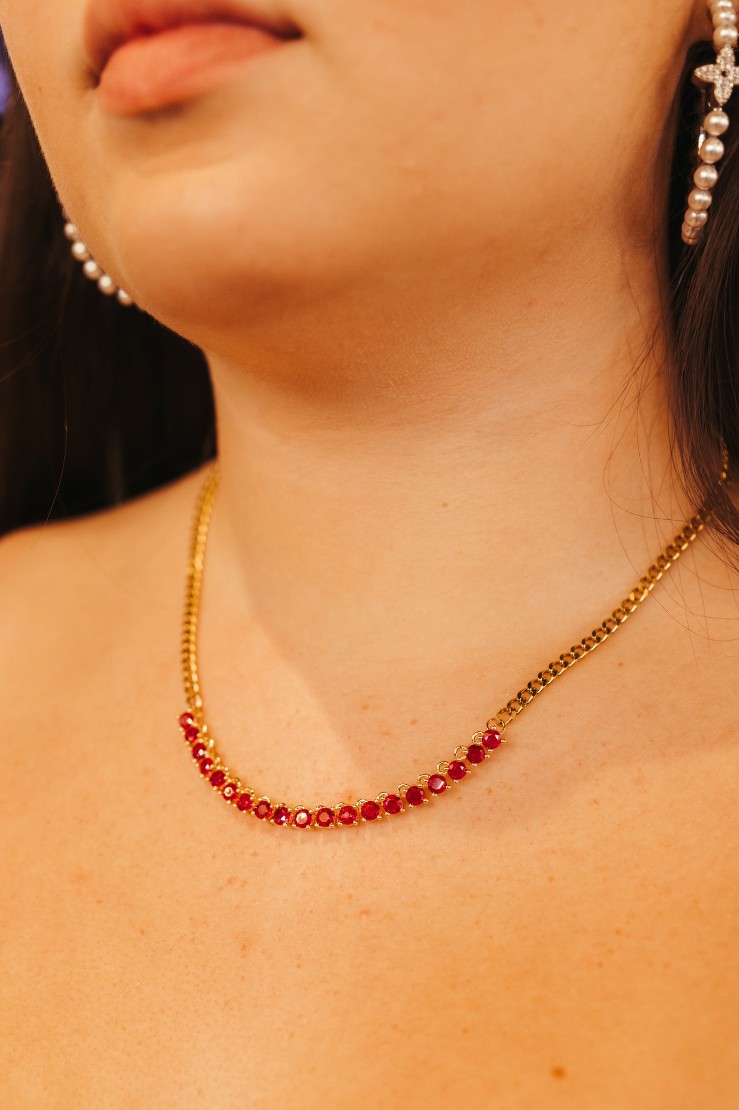 Socialite Ruby or Sapphire 316L Stainless Steel Necklace