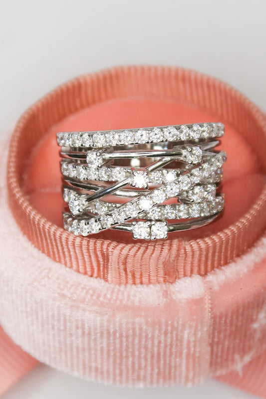 Elana .925 Sterling Silver 1.8 Carat Moissanite Multi Band Ring