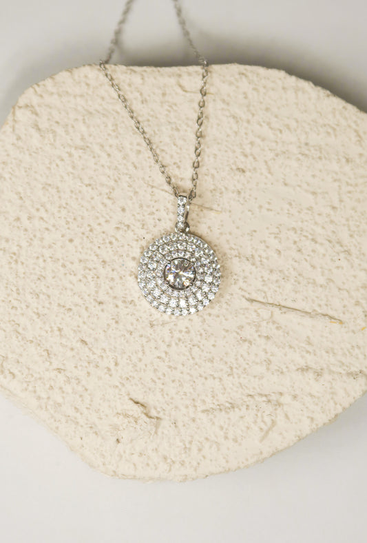 Twice the Shine  .925 Sterling Silver Moissanite Necklace FREE MAGNET CLASP