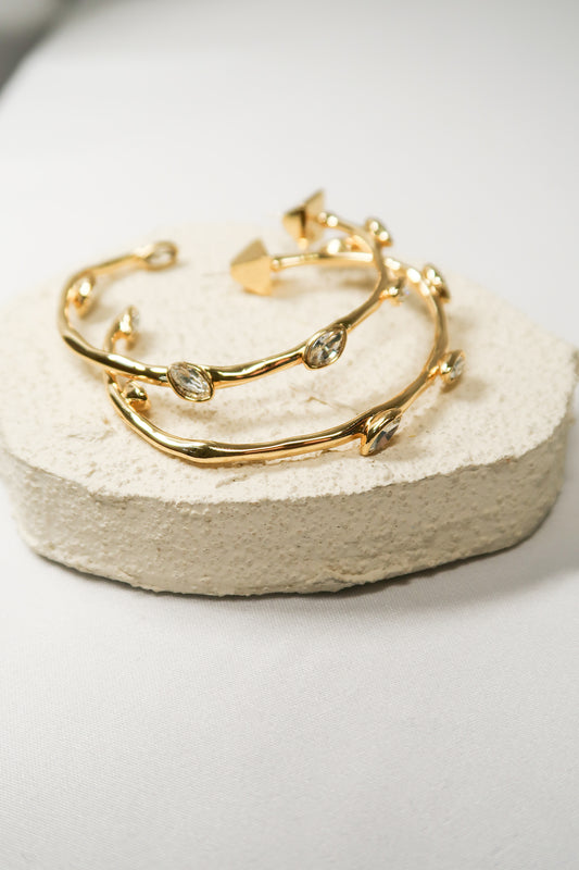 Golden Wish Crystal 316L Stainless Steel Hoops