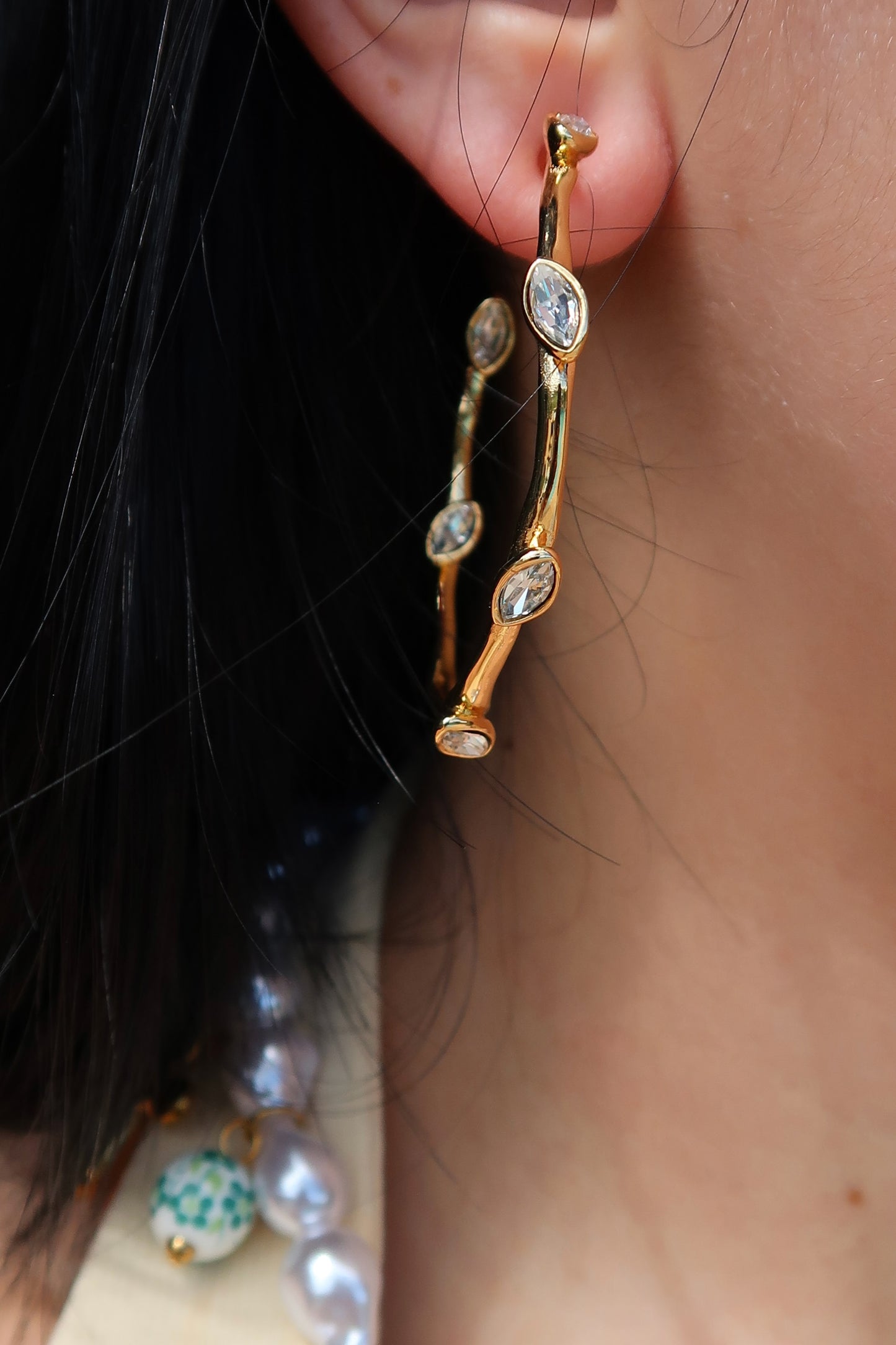 Golden Wish Crystal 316L Stainless Steel Hoops