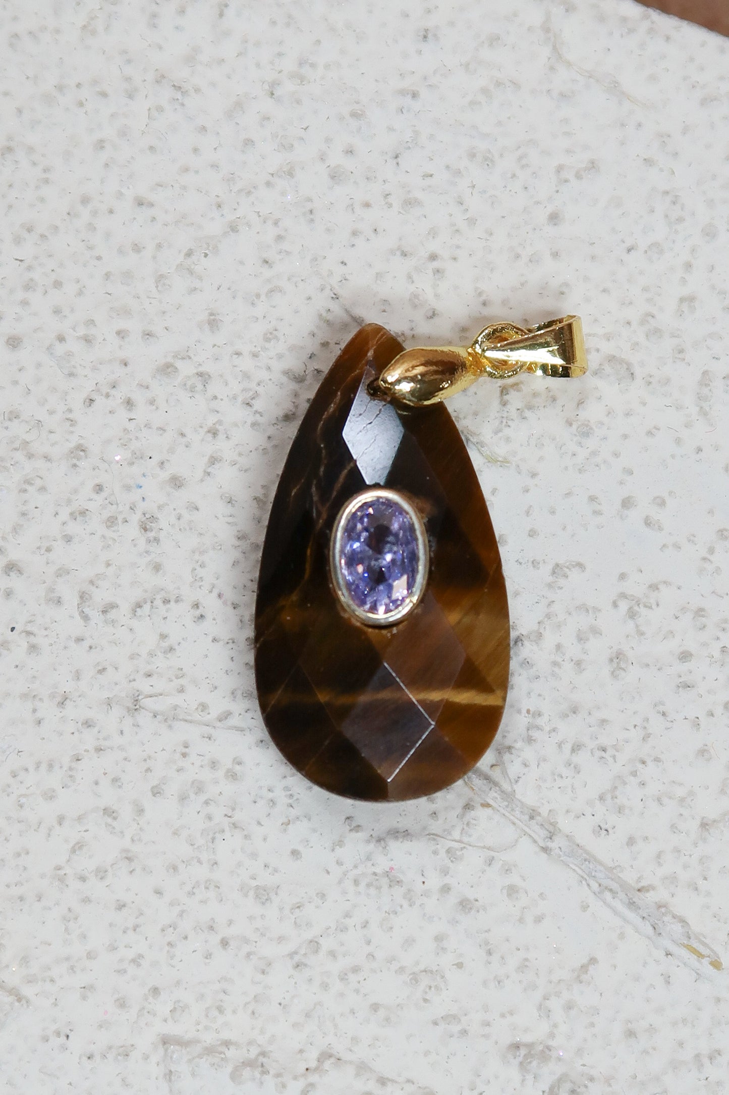 Report Card Natural Stone 316L Stainless Steel Charm