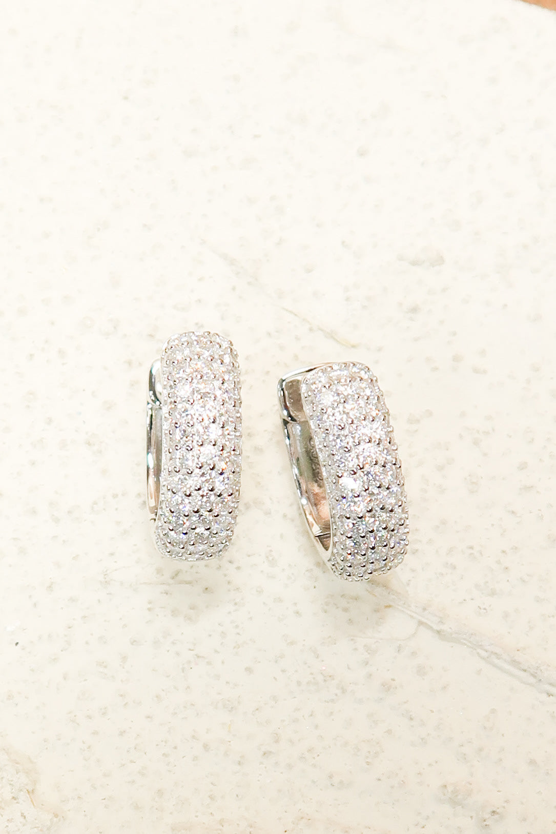 Starfall .925 Sterling Silver Moissanite Pavé Huggies