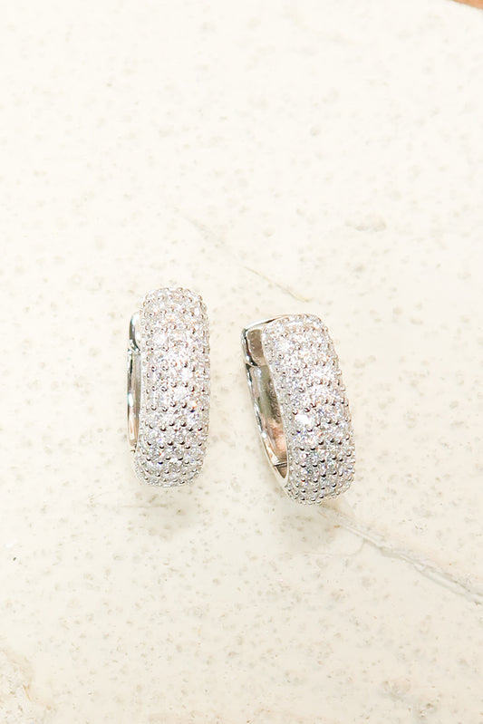 Starfall .925 Sterling Silver Moissanite Pavé Huggies