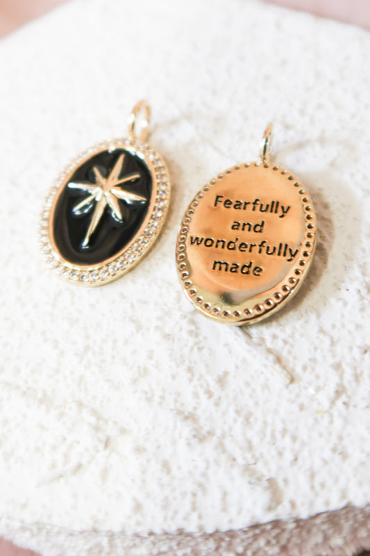 Fearfully & Wonderfully Made Onyx Enamel Charm - 316L Stainless Steel