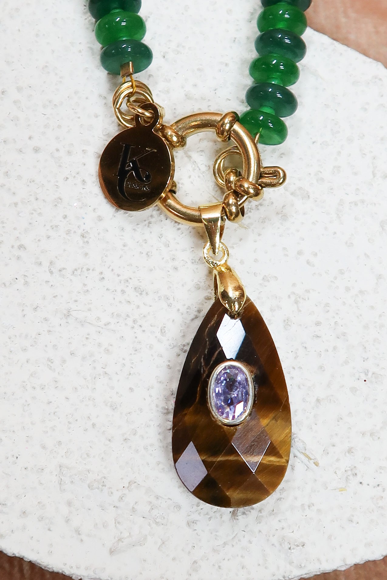 Report Card Natural Stone 316L Stainless Steel Charm