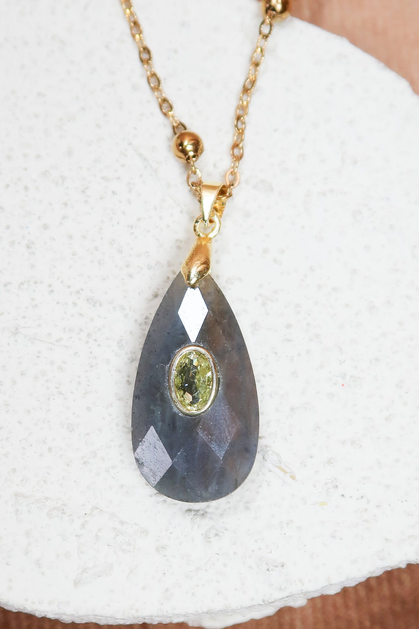 Report Card Natural Stone 316L Stainless Steel Charm