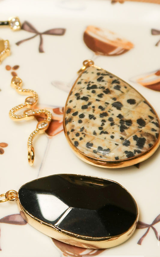 Biology Dalmatian Jasper or Onyx  Natural Stone Charm