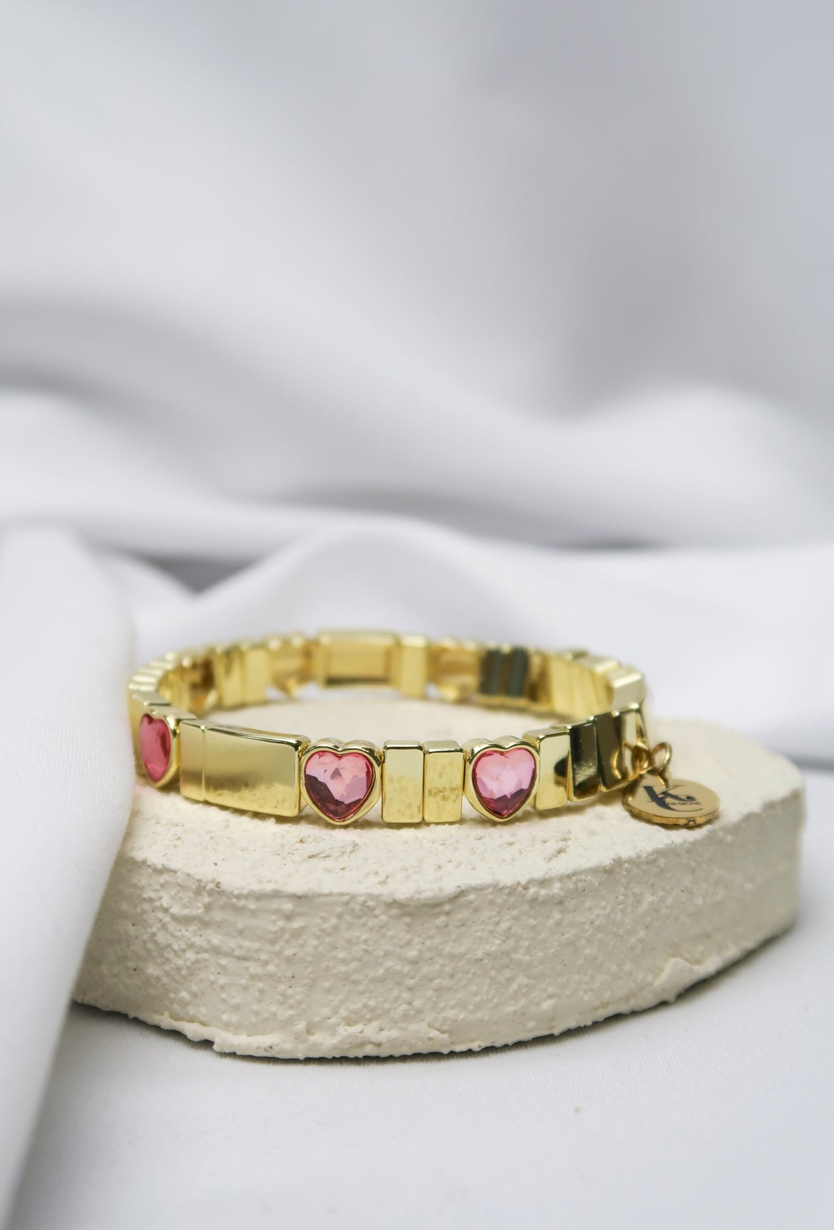 Glow Pop Stainless Steel Crystal Heart Bangle