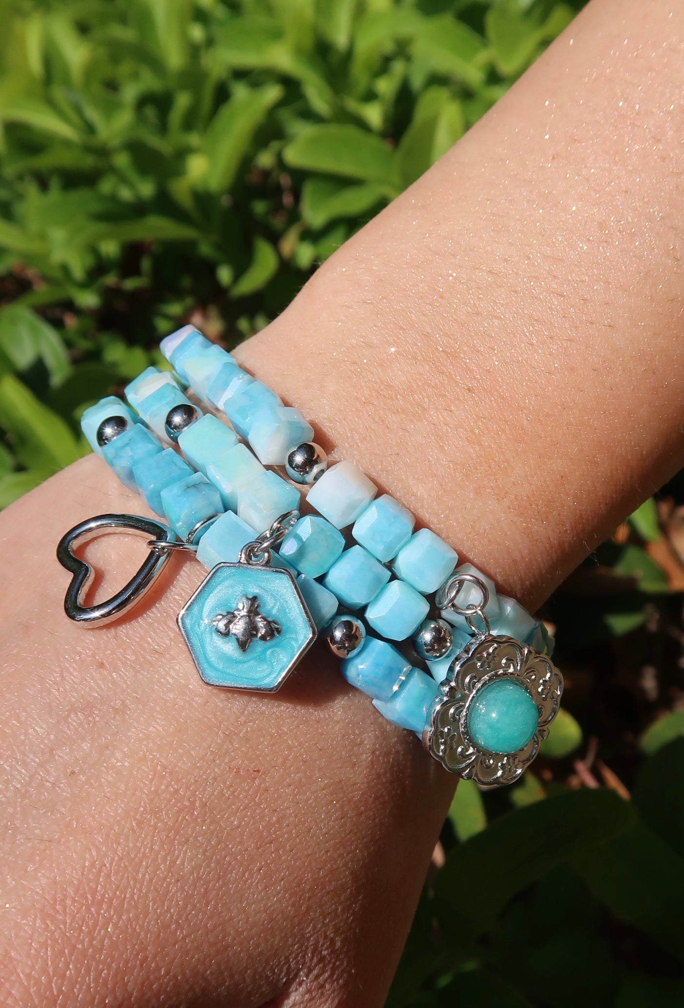 Cloud Chaser Natural Stone .316L Stainless Steel Bracelet Stack