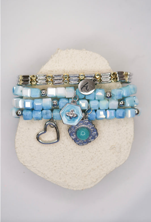 Cloud Chaser Natural Stone .316L Stainless Steel Bracelet Stack