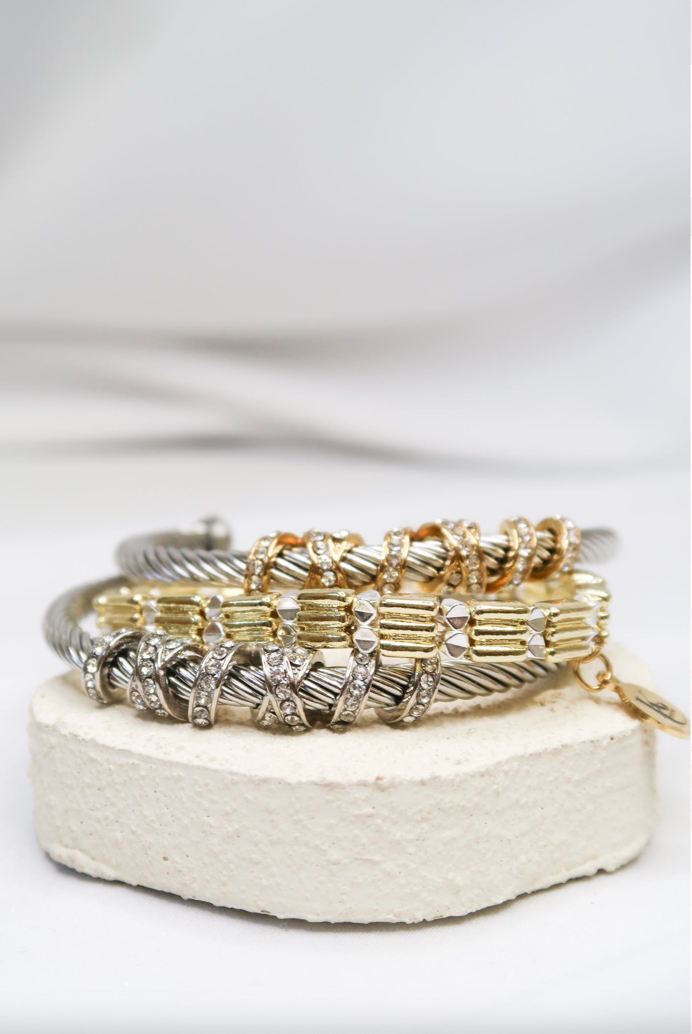 Infinite Shine .316L Stainless Steel Mixed Metal Bangle Trio