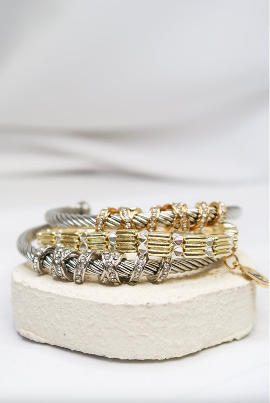 Infinite Shine .316L Stainless Steel Mixed Metal Bangle Trio