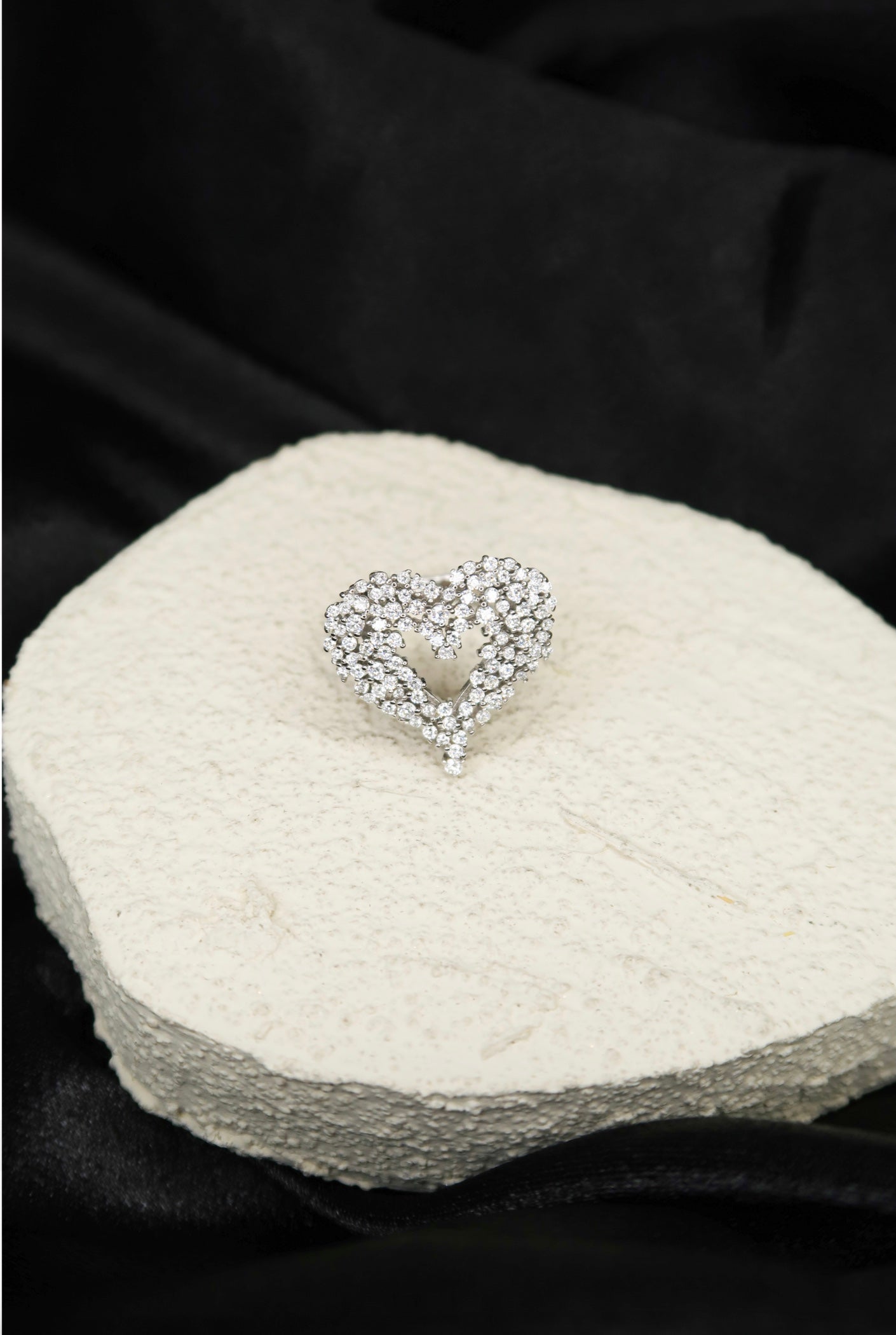 Cold Hearted .925 Sterling Silver Moissanite Heart Ring