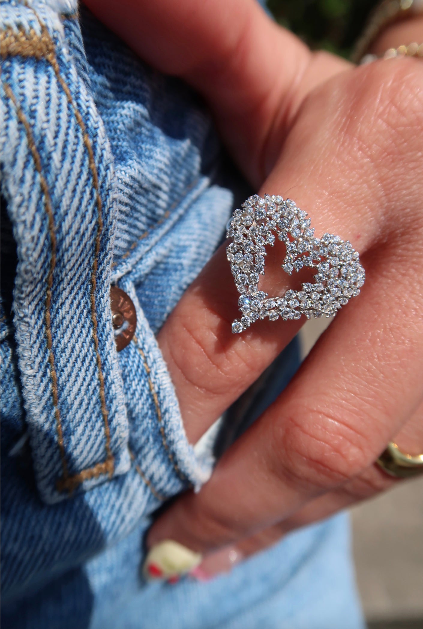 Cold Hearted .925 Sterling Silver Moissanite Heart Ring