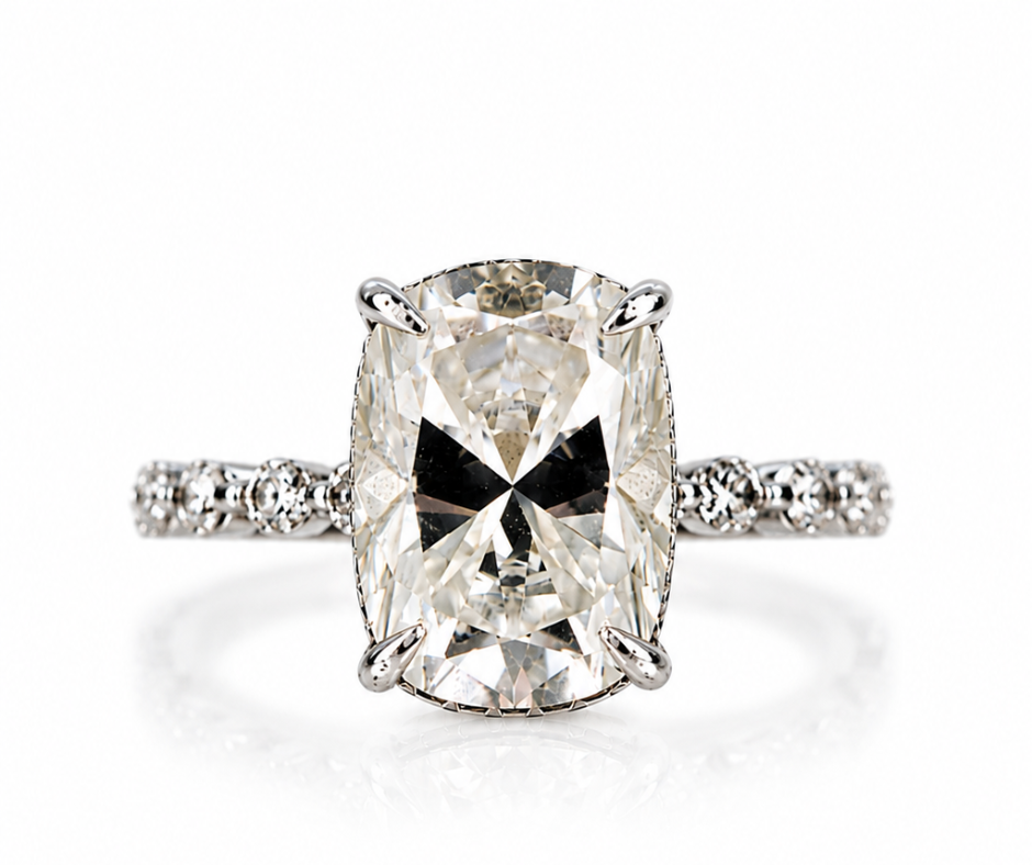 Marry Rich .925 Sterling Silver Cushion 11 Carat Moissanite Ring