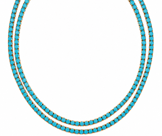 Odette 4MM Turquoise 316L Stainless Steel Gold Necklace
