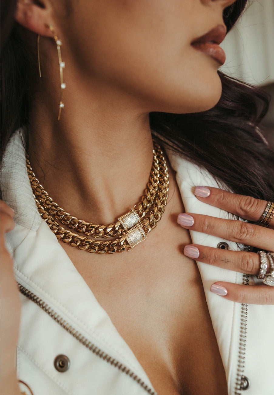 Miss Independent 12mm Stainless Steel Cuban-link Chain