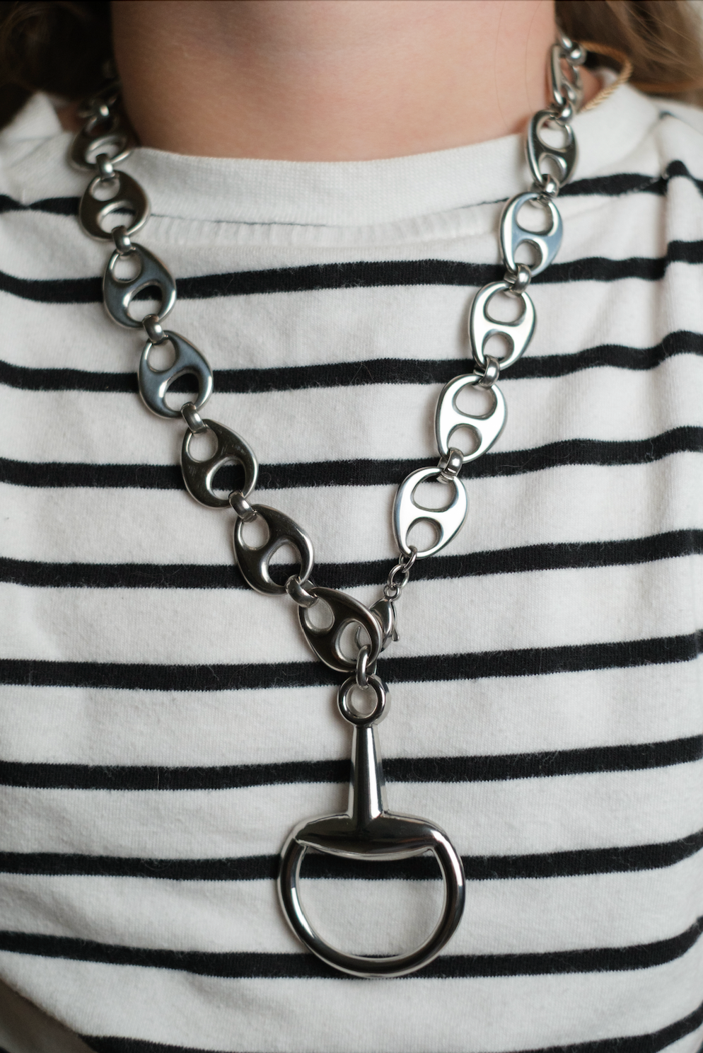 Lucky Girl Mariner Link 316L Stainless Steel Horse Bit Necklace