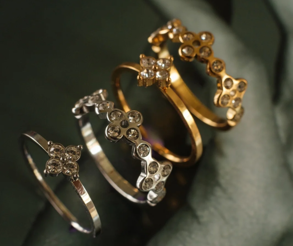 La Principessa 316L Stainless Steel Clover Duo Ring