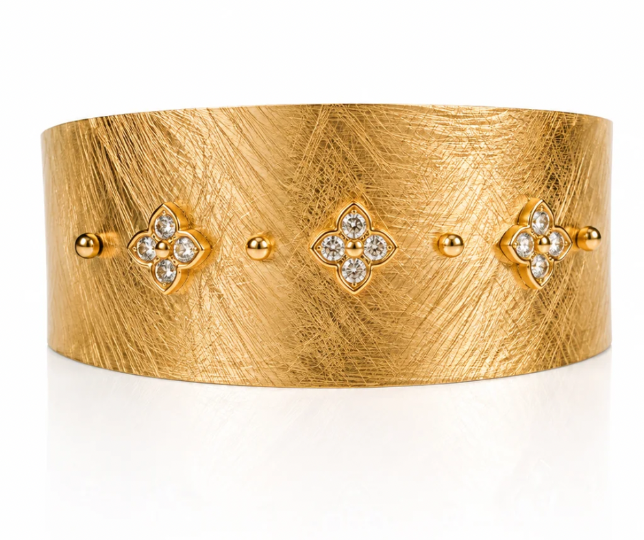 Ciao Bella Clover 316L Stainless Steel Crystal Clover Bangle