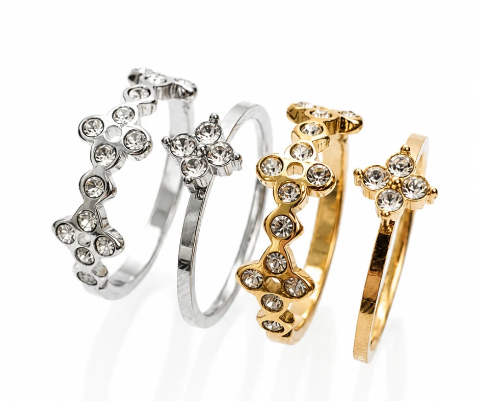 La Principessa 316L Stainless Steel Clover Duo Ring