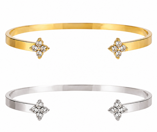 Love on Fifth 316 Stainless Steel Adjustable Clover Bangle