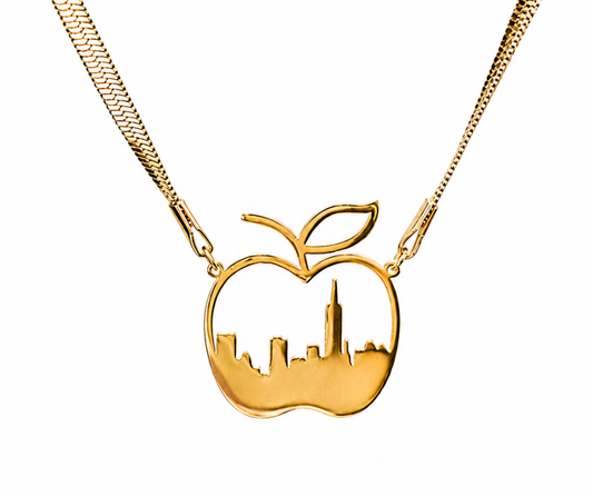 Skyline Apple Pendant 316L Stainless Steel Adjustable Necklace