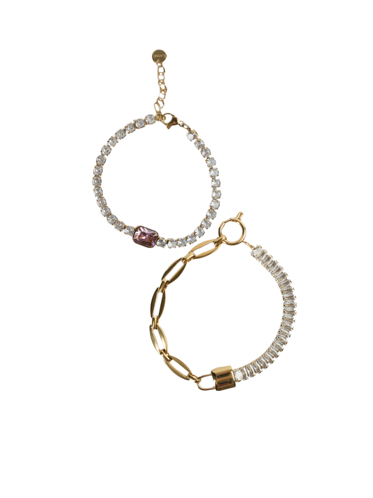 Getting "HER" Pink Back 316L Stainless Steel Bracelet Duo