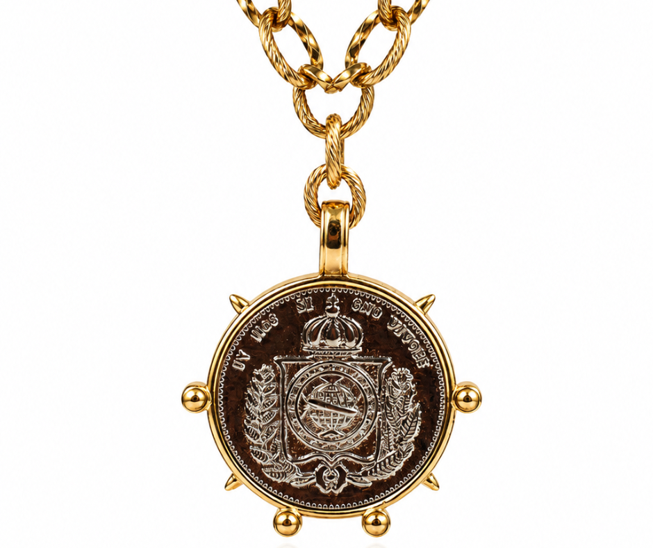 Villa Rosa 316L Stainless Steel Two Tone Medallion Necklace