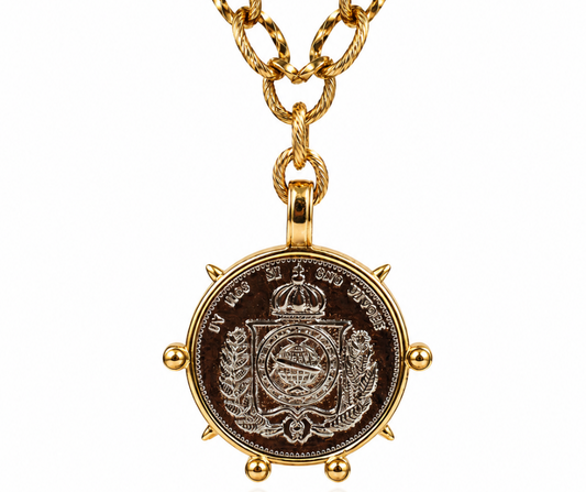 Villa Rosa 316L Stainless Steel Two Tone Medallion Necklace-PRE ORDER