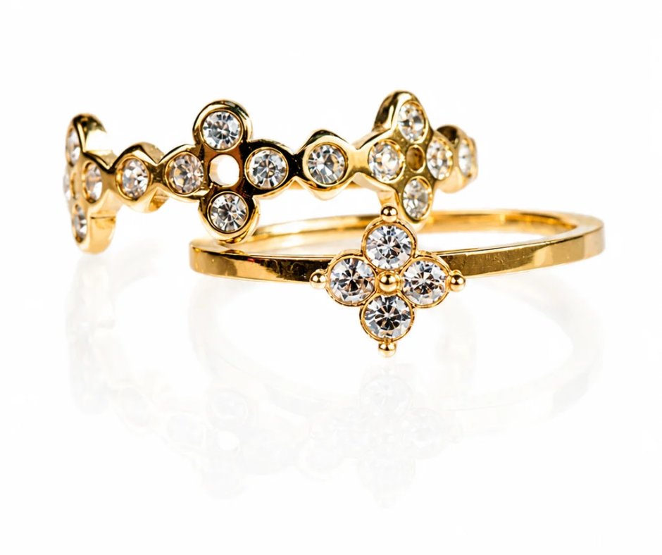 La Principessa 316L Stainless Steel Clover Duo Ring