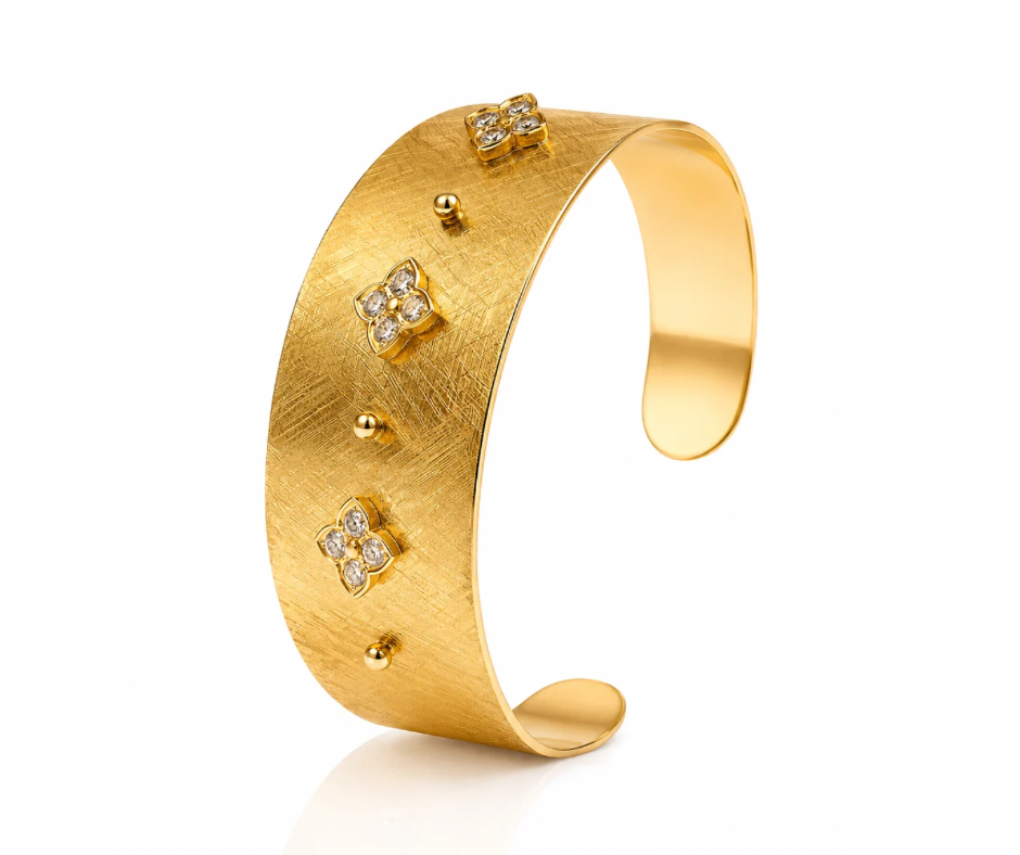 Ciao Bella Clover 316L Stainless Steel Crystal Clover Bangle