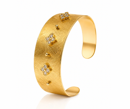 Ciao Bella Clover 316L Stainless Steel Crystal Clover Bangle