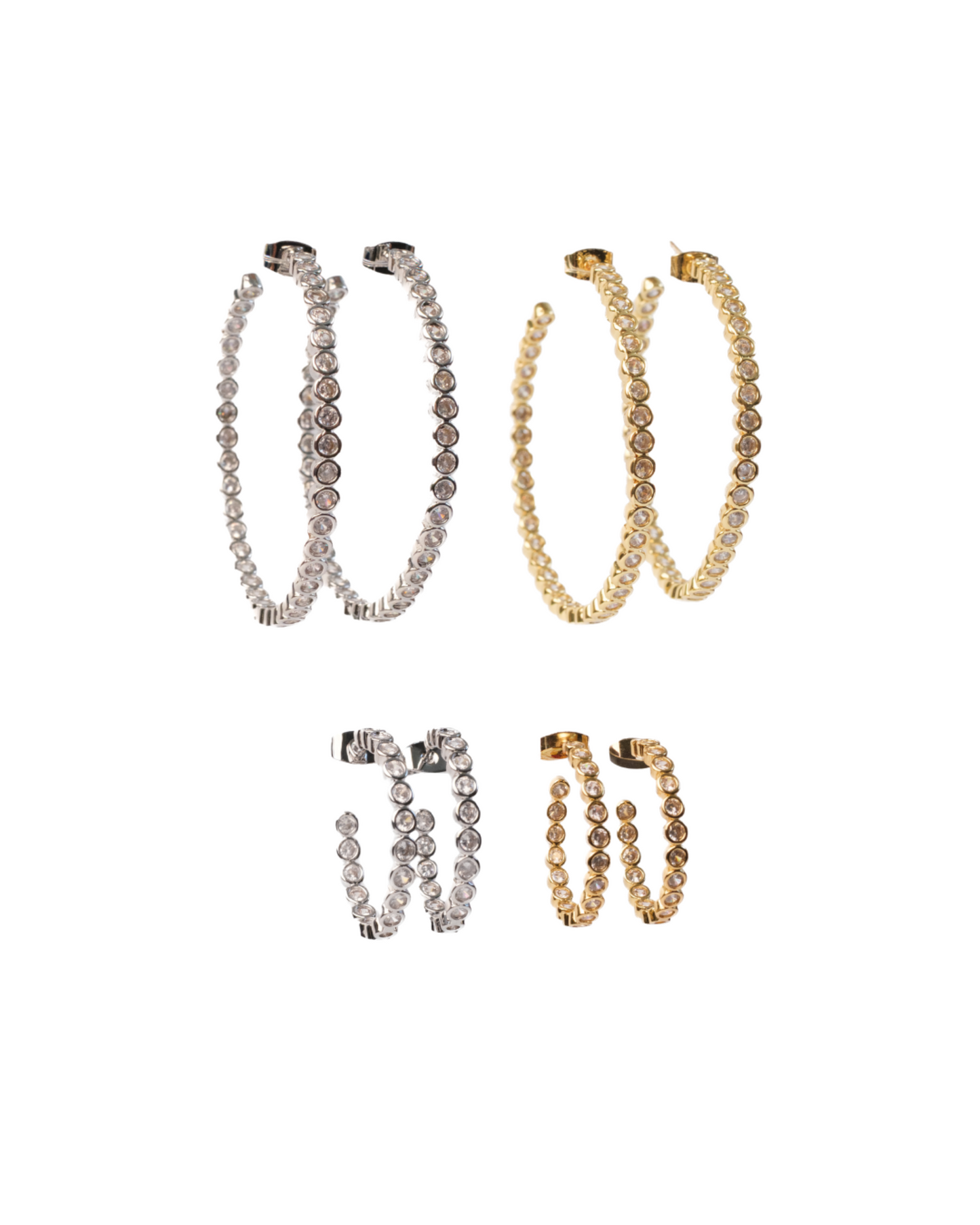 Center Stage Crystal Studded 316L Stainless Steel Hoops
